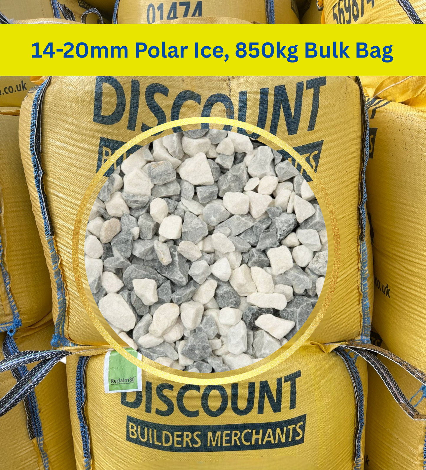 14-20mm Polar Ice, 850kg Bulk Bag FREE DELIVERY - Discount Builders Merchants