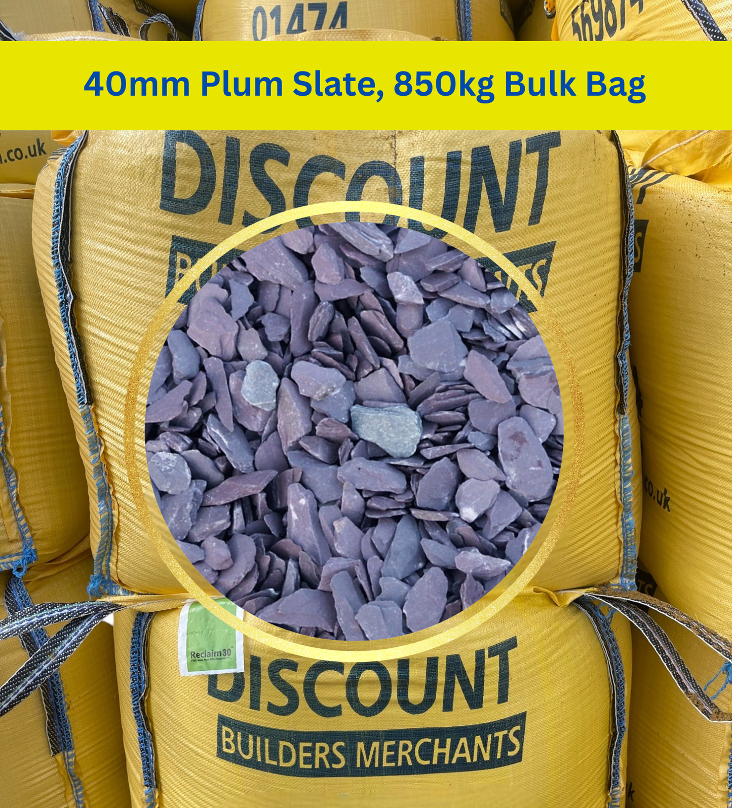 40mm Plum Slate, 850kg Bulk Bag FREE DELIVERY - Discount Builders Merchants