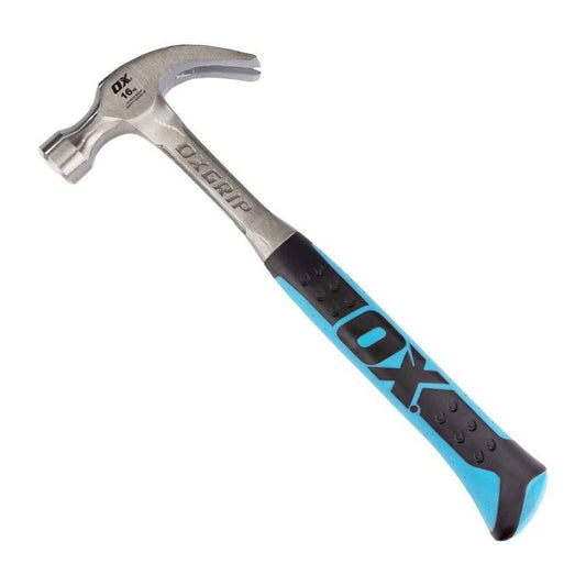 OX Tools Pro Claw Hammer 1-Piece Solid Forged Steel & Non Slip Grip 16/20/24oz