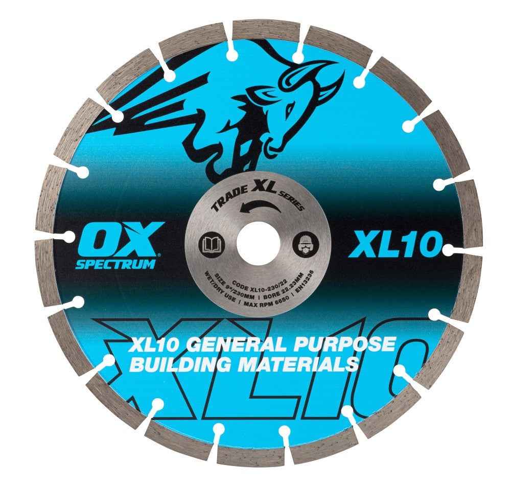 OX Tools Spectrum 230mm (9") Diamond Cutting Disc Blade – Angle Grinder Wheel