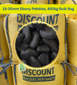 15-30mm Ebony Pebbles, 850kg Bulk Bag FREE DELIVERY