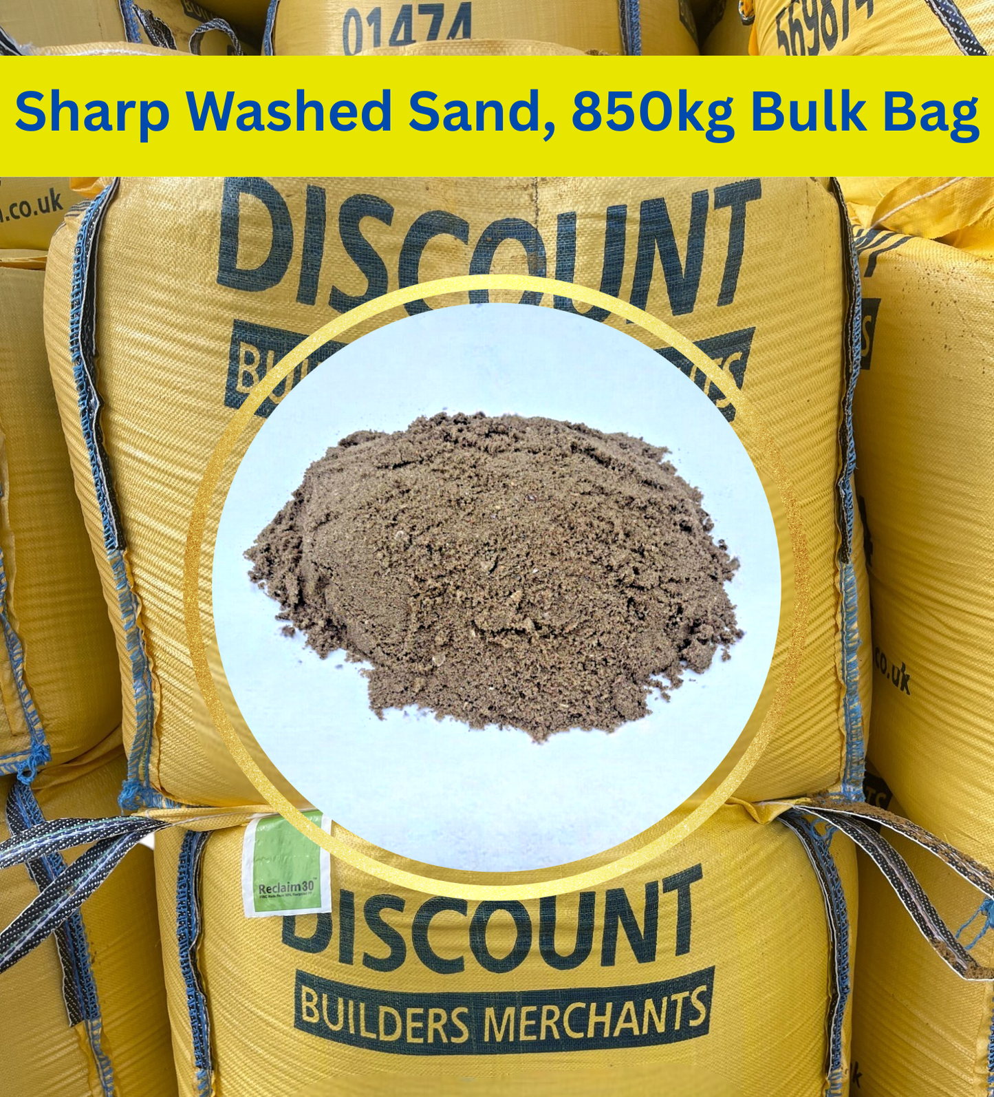Sharp Washed Sand, 850kg Bulk Bag FREE DELIVERY - Discount Builders Merchants