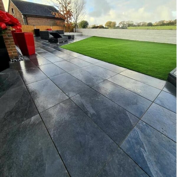 12 X County Black Slate Porcelain slabs paving tiles, 900mm x 600mm x 20mm 6.48m²