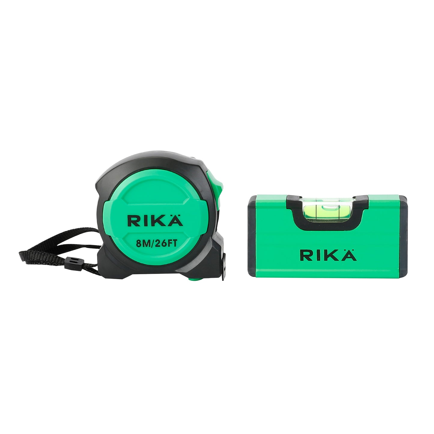Rikä 2pc 8m Tape Measure + Mini Box Level Set