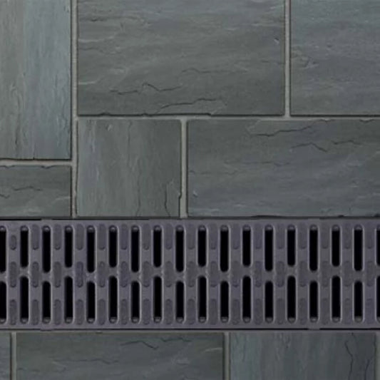 ACO HEXDRAIN 19310 CHANNEL + PLASTIC GRATE A15 Drain Black 80mm DEEP 1m LENGTH