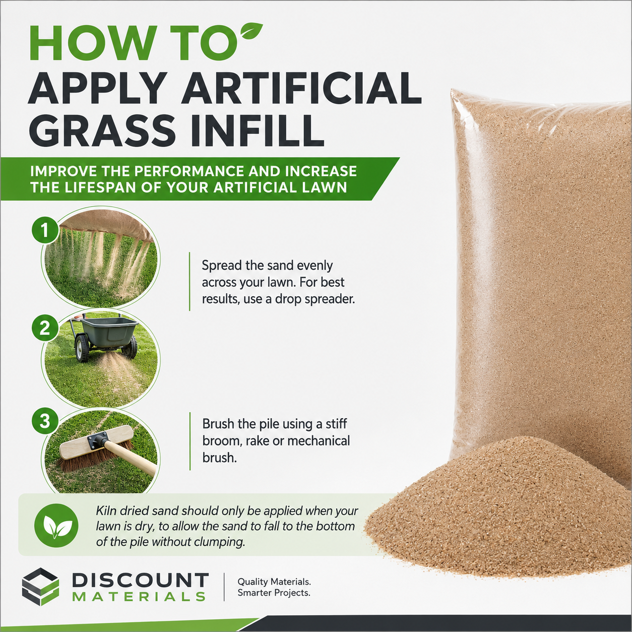 Artificial Grass Kiln Dried Silica Sand Infill Large Bags 25kg