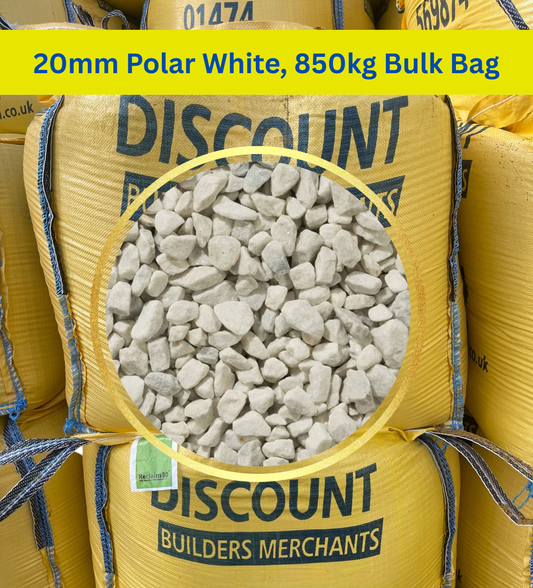 20mm Polar White, 850kg Bulk Bag FREE DELIVERY - Discount Builders Merchants