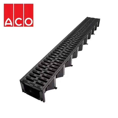 ACO Hexdrain Drainage Channel: 1 Metre Driveway Surface Water Drainage - Black