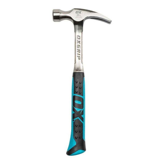 OX Tools Pro Claw Hammer 1-Piece Solid Forged Steel & Non Slip Grip 16/20/24oz