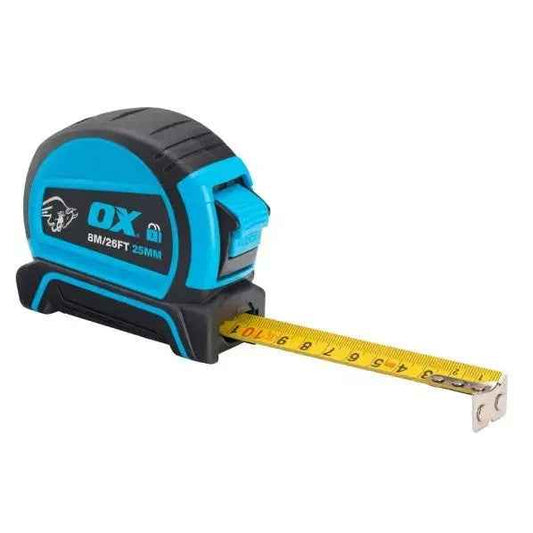 8m Dual Auto Lock Tape measure FREE UK DELIVERY OX Tools TRADE QUAILTY