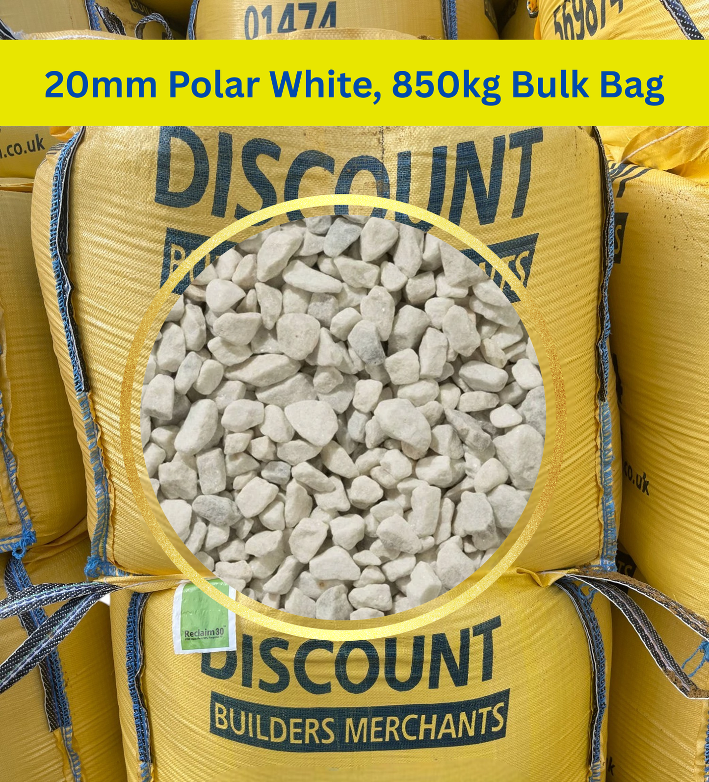 20mm Polar White, 850kg Bulk Bag FREE DELIVERY