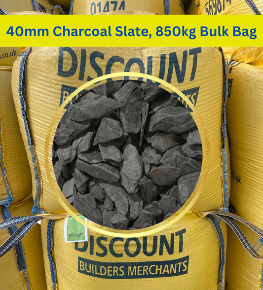 40mm Charcoal Slate, 850kg Bulk Bag FREE DELIVERY