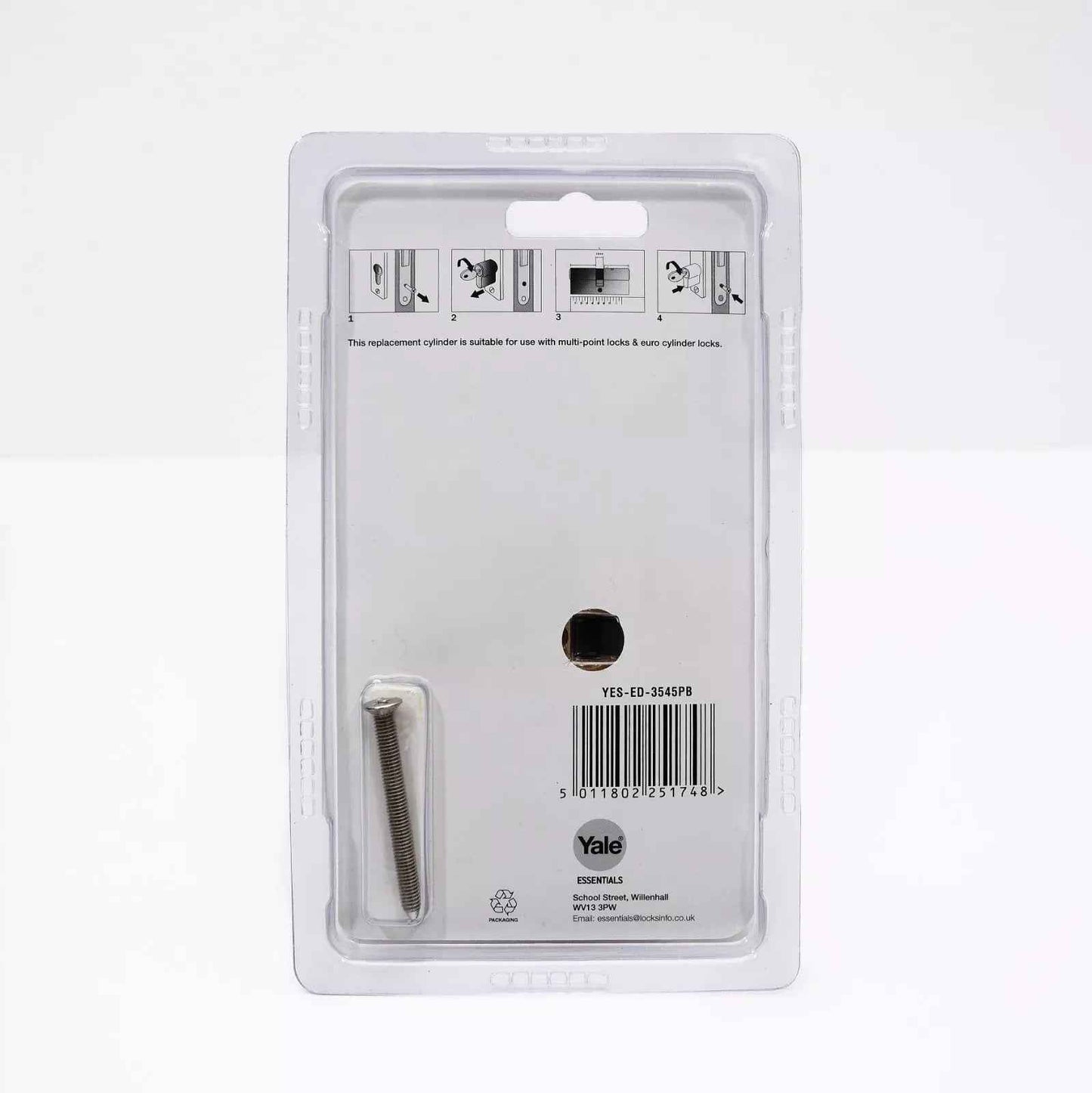 Yale Essentials Euro Cylinder Lock  Brass 80mm & 85mm (35/45, 35/50, 40/45)