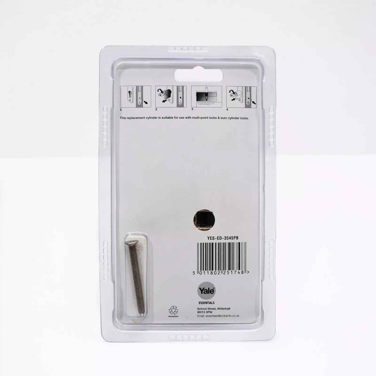 Yale Essentials Euro Cylinder Lock  Brass 80mm & 85mm (35/45, 35/50, 40/45)