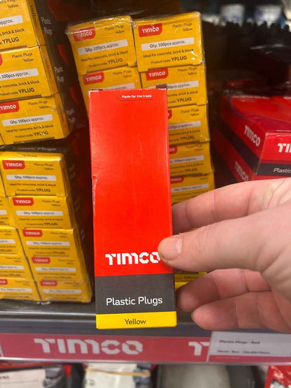 Timco Wall Plastic Plugs Red Yellow Brown 100,450,1000 bags