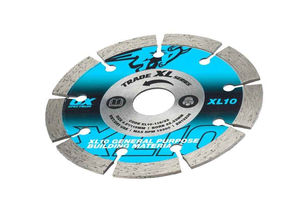 OX Tools Spectrum 115mm (4.5") Diamond Cutting Disc Blade – Angle Grinder Wheel