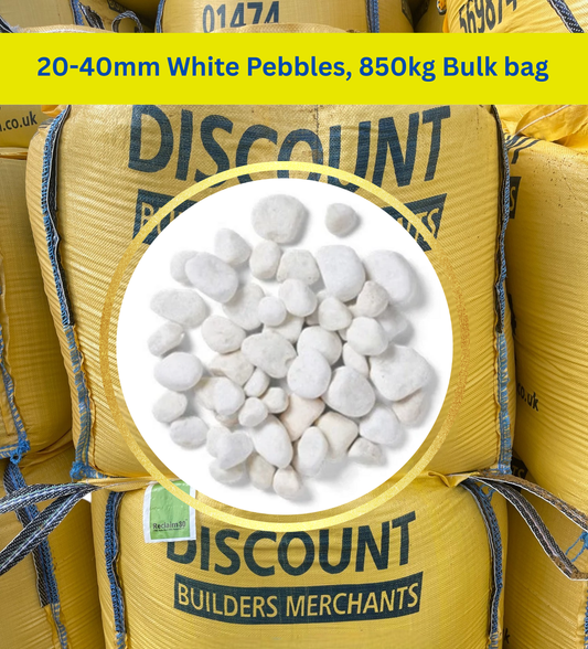 20-40mm White Pebbles, 850kg Bulk bag