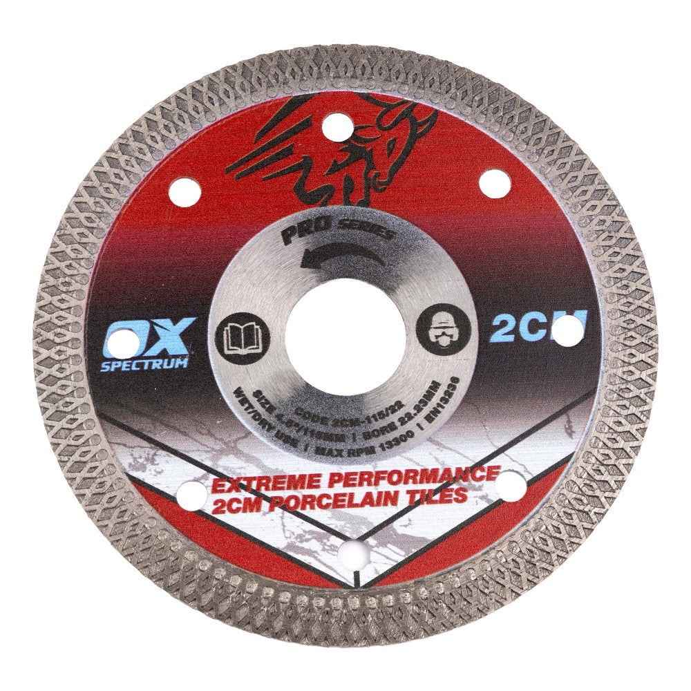 OX Tools Spectrum 115mm (4.5") Diamond Cutting Disc Blade – Angle Grinder Wheel