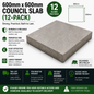 600mm x 600mm Council Slab (12-Pack) – Durable Utility Concrete Paving Slabs for
