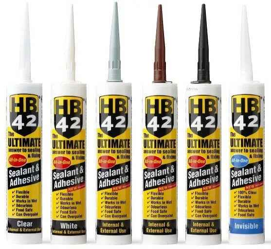 HB42 Ultimate Sealant & Adhesive – Clear / White / Black – Multi-Purpose Trade