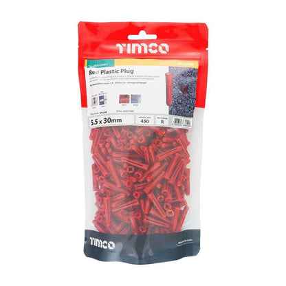 Timco Wall Plastic Plugs Red Yellow Brown 100,450,1000 bags