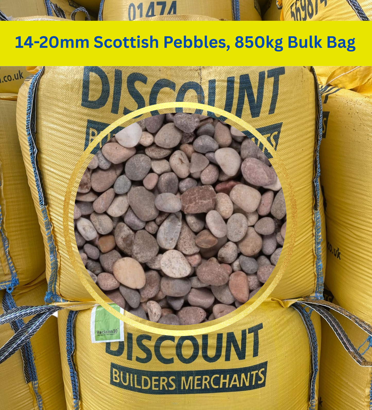 14-20mm Scottish Pebbles, 850kg Bulk Bag FREE DELIVERY - Discount Builders Merchants