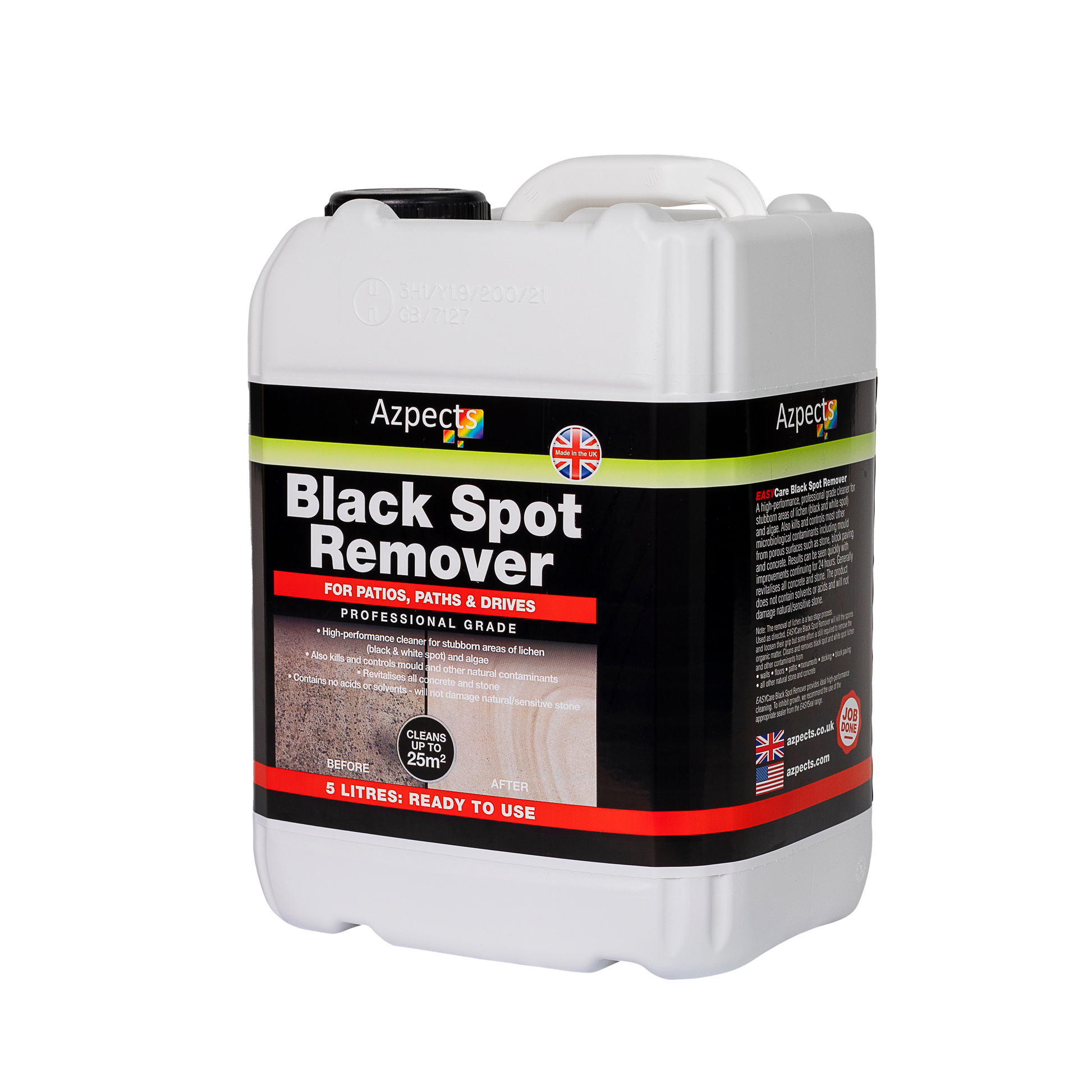 EASY Black Spot Remover (5 Ltr) Azpects Algae Remover Preimum Brick and Patio Cleaner - Discount Builders Merchants