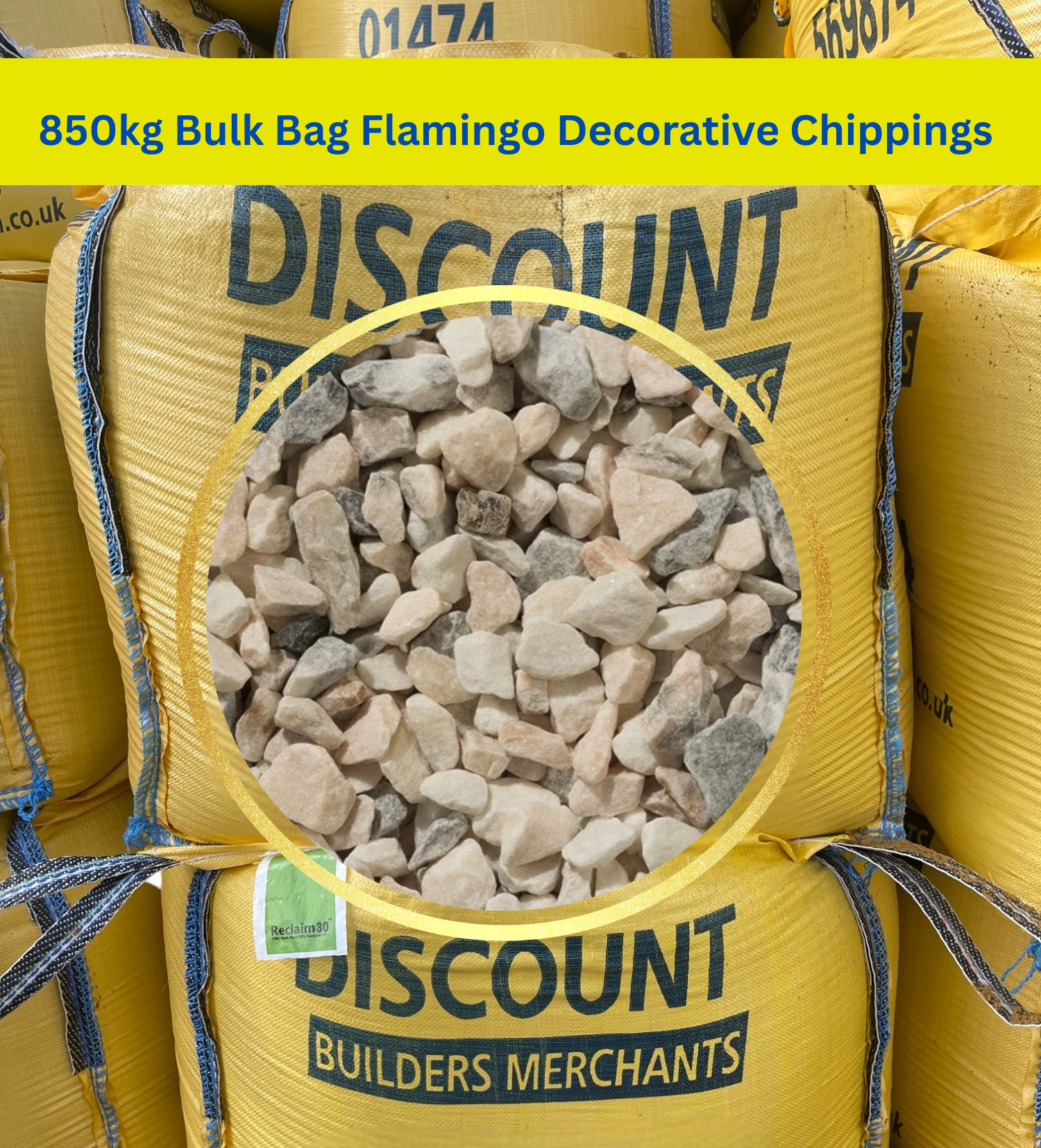 14-20mm Flamingo, 850kg Bulk Bag Flamingo Decorative Chippings Pink, White & Grey Mix for Stylish Landscaping FREE DELIVERY - Discount Builders Merchants