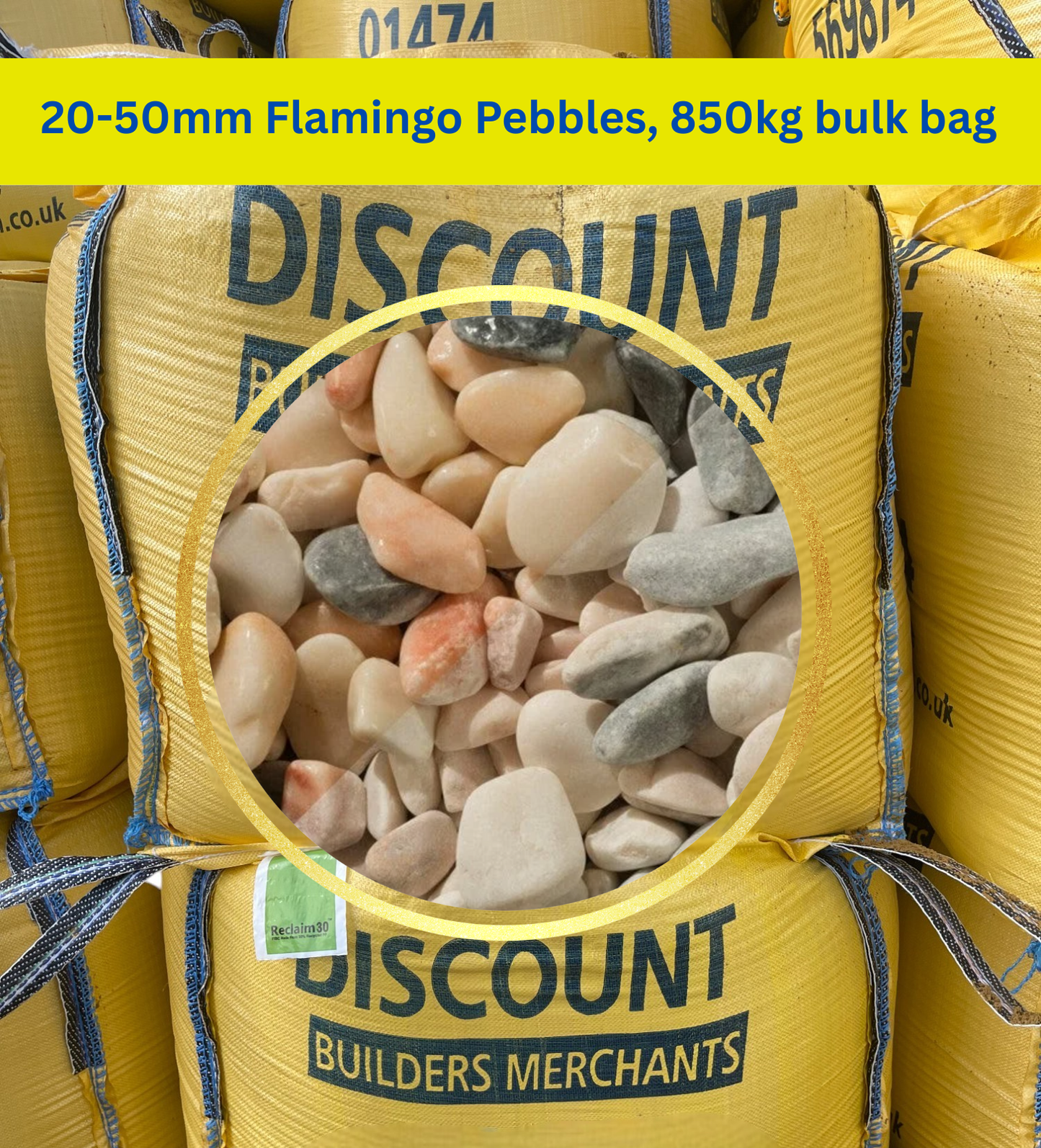 20-50mm Flamingo Pebbles, 850kg bulk bag FREE DELIVERY - Discount Builders Merchants