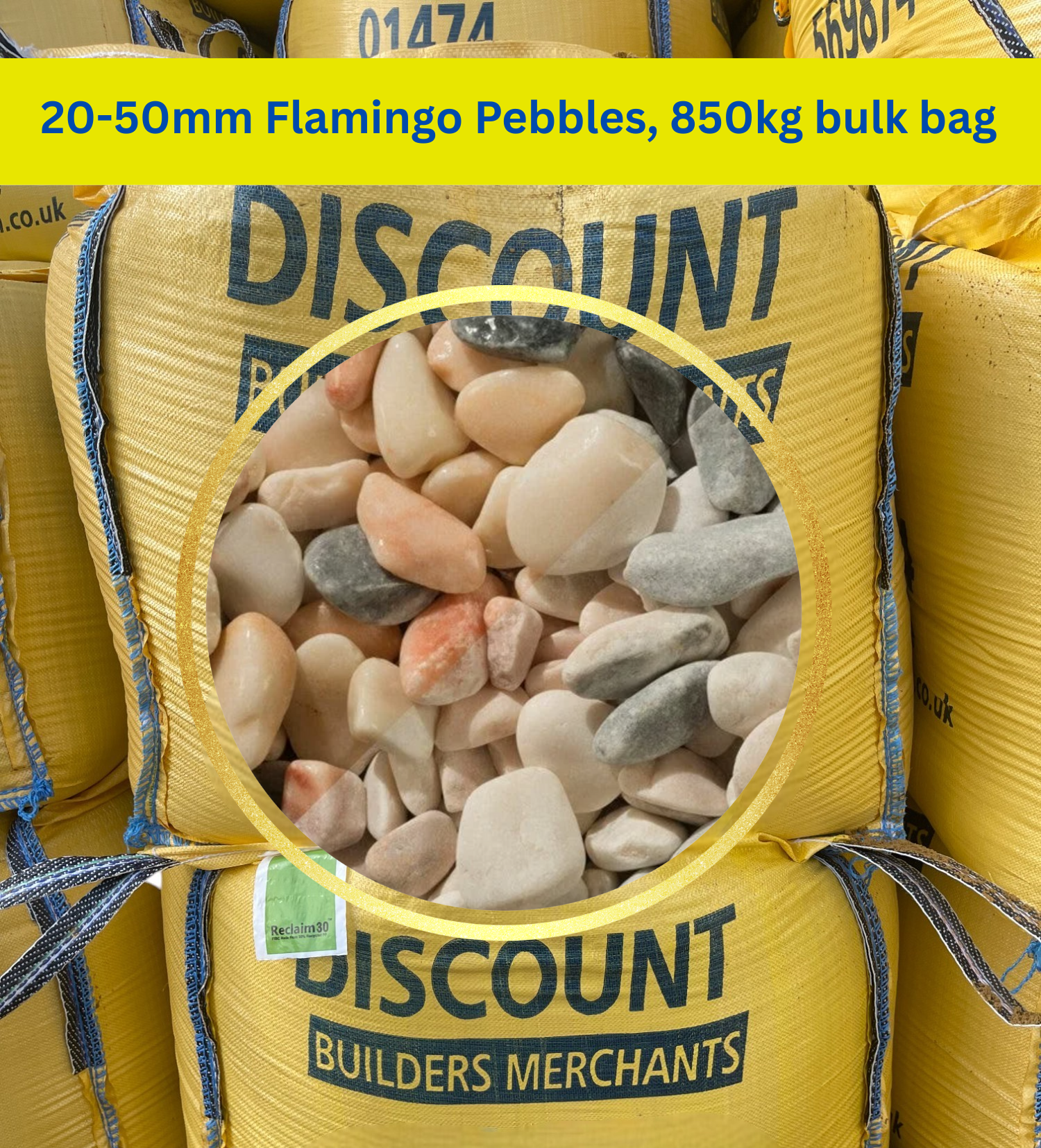 20-50mm Flamingo Pebbles, 850kg bulk bag FREE DELIVERY - Discount Builders Merchants