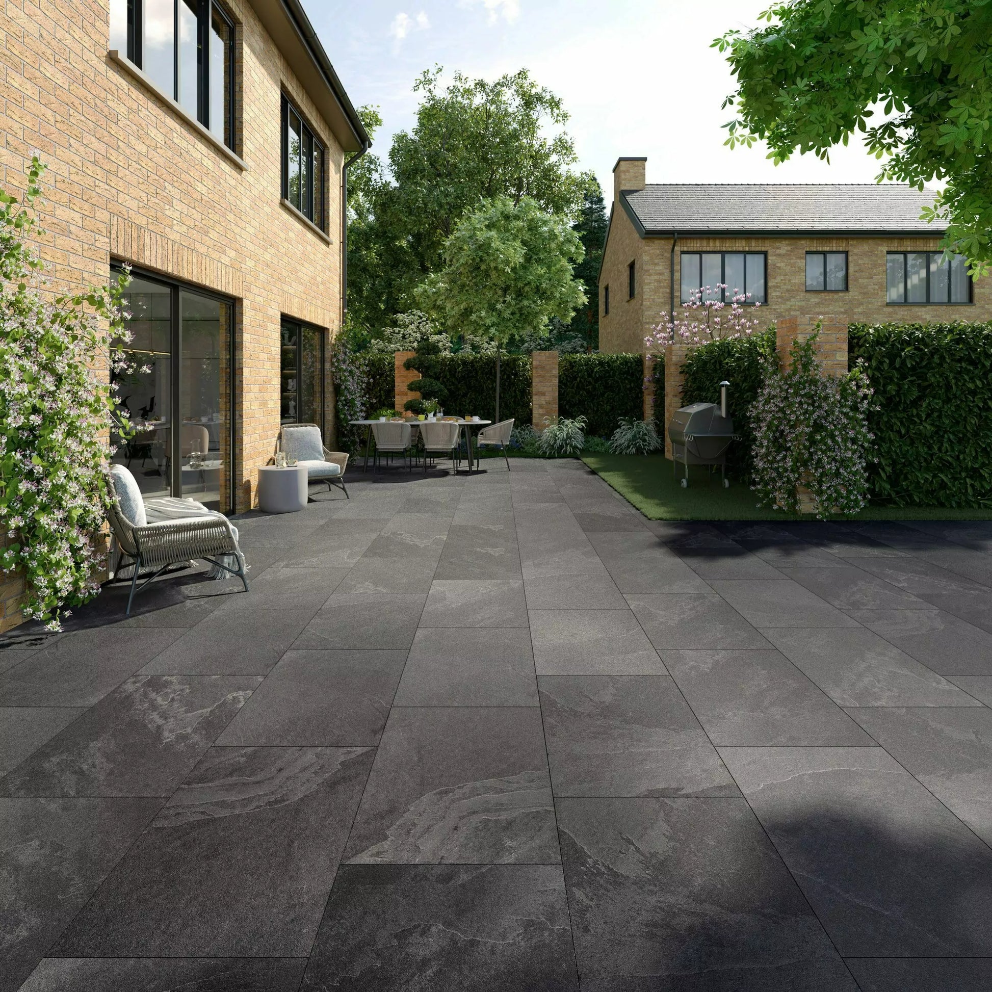 12 X County Black Slate  Porcelain slabs paving tiles, 900mm x 600mm x 20mm 6.48m²