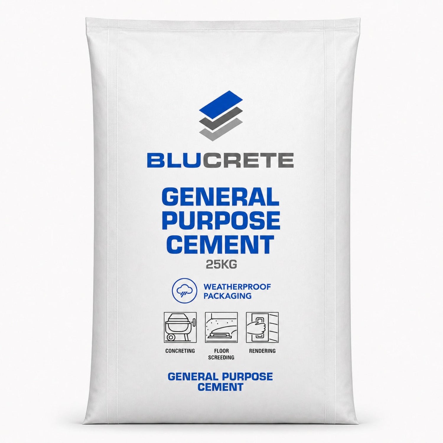 Bag of Blucrete General Purpose Cement on a white background