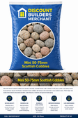 20kg Mini Scottish Cobbles 50/75mm Natural Rounded Pebbles for Decorative Garden Landscaping Borders and Water Features