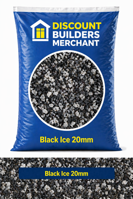 Black Ice Chippings 20mm Decorative Garden Stone Black White Granite Gravel for Driveways Paths Borders - Discount Builders Merchants