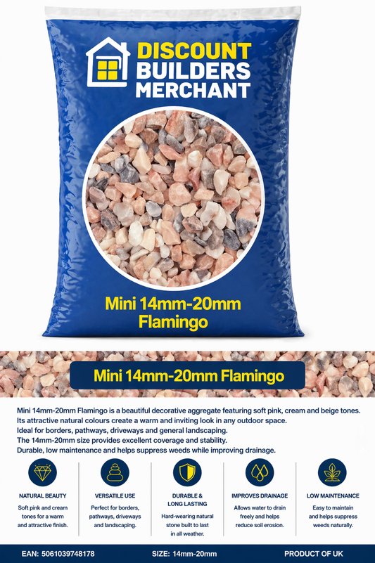 Flamingo Chippings 14/20mm Decorative Garden Gravel Pink, Cream Beige Stone for Driveways - Discount Builders Merchants