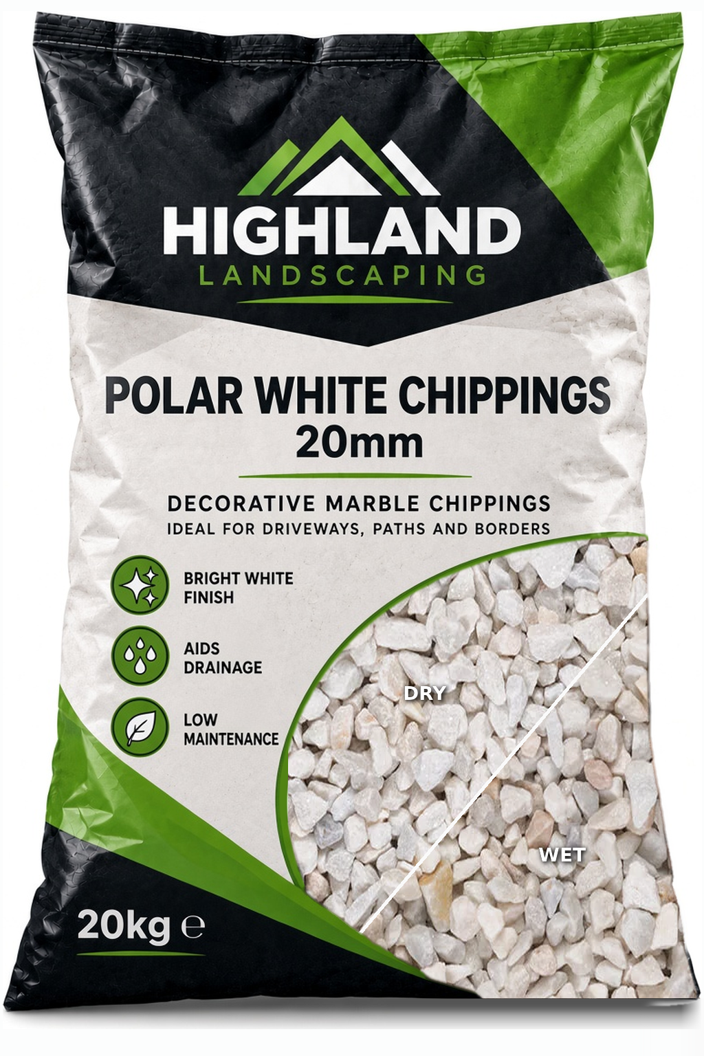 HL Polar White Chippings 20mm 20kg