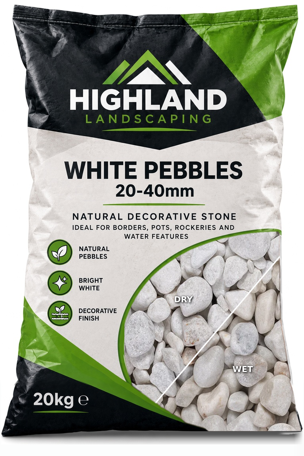 HL White Pebbles 20-40mm 20kg
