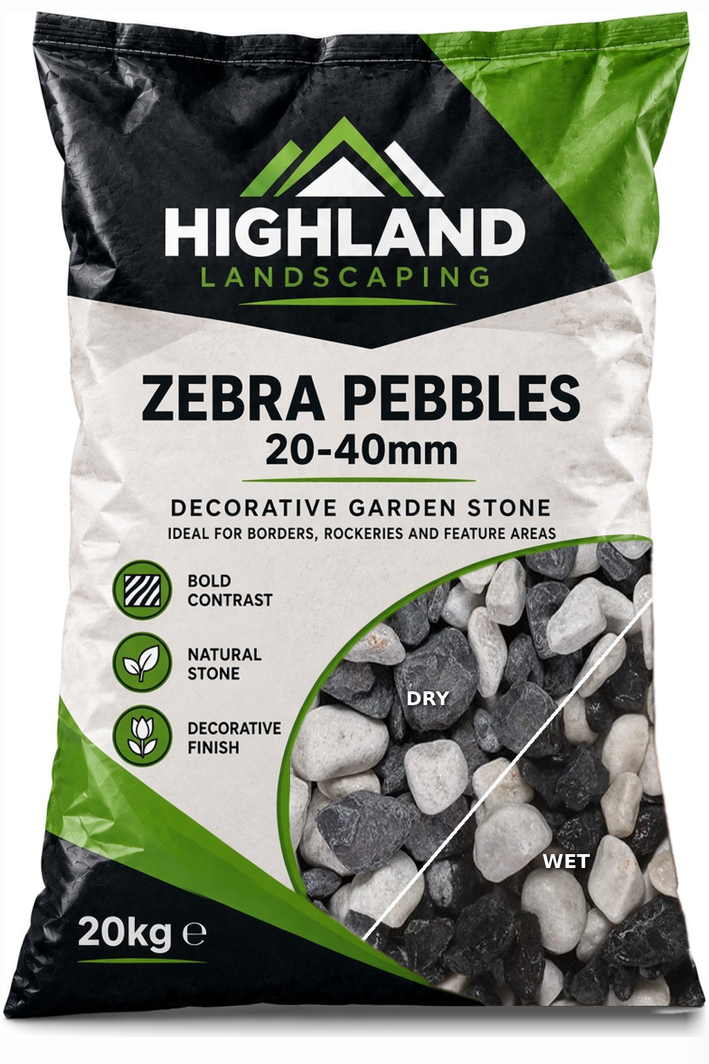 HL Zebra Pebbles 20-40mm 20kg