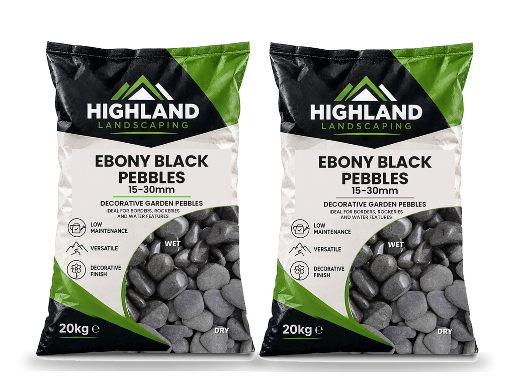 HL Ebony Black Pebbles 15-30mm 20kg x2