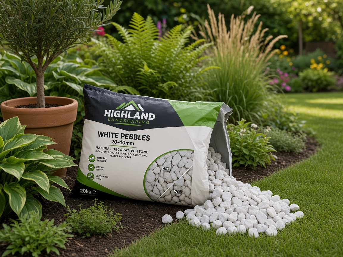 HL White Pebbles 20-40mm 20kg lifestyle