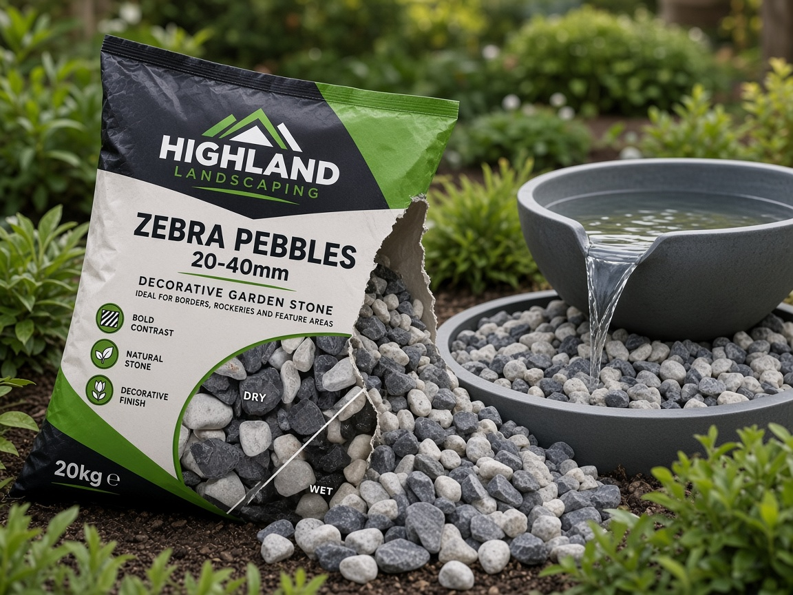 HL Zebra Pebbles 20-40mm 20kg lifestyle