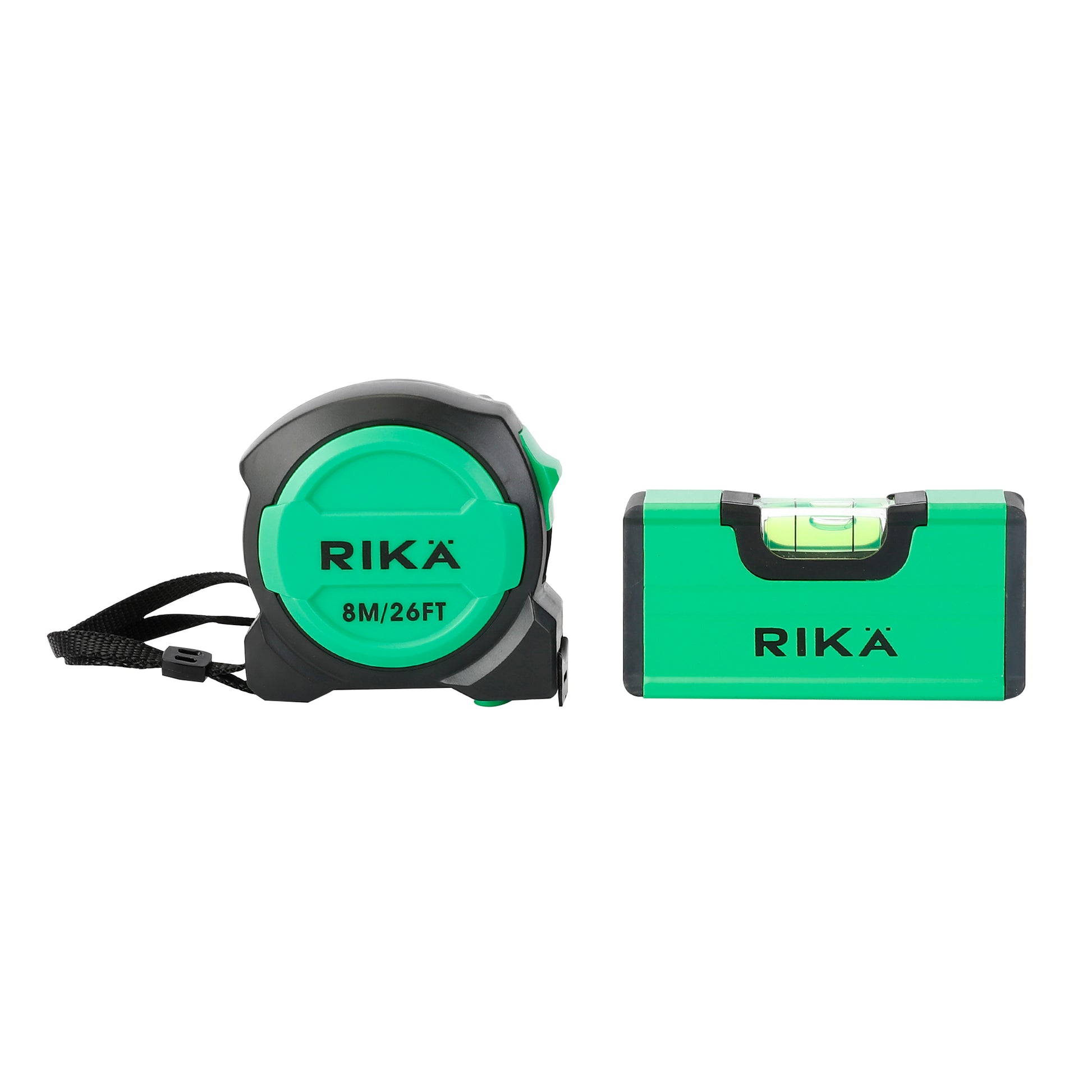 Rikä 2pc 8m Tape Measure + Mini Box Level Set