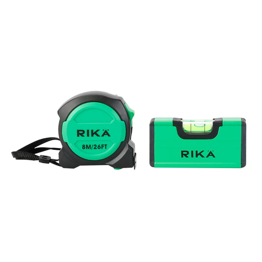 Rikä 2pc 8m Tape Measure + Mini Box Level Set