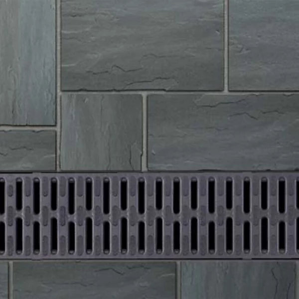 ACO HEXDRAIN 19310 CHANNEL + PLASTIC GRATE A15 Drain Black 80mm DEEP 1m LENGTH