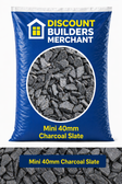 Charcoal Slate Chippings 40mm Decorative Dark Grey Garden Stone for Borders, Paths, and Landscaping - 20kg Bag