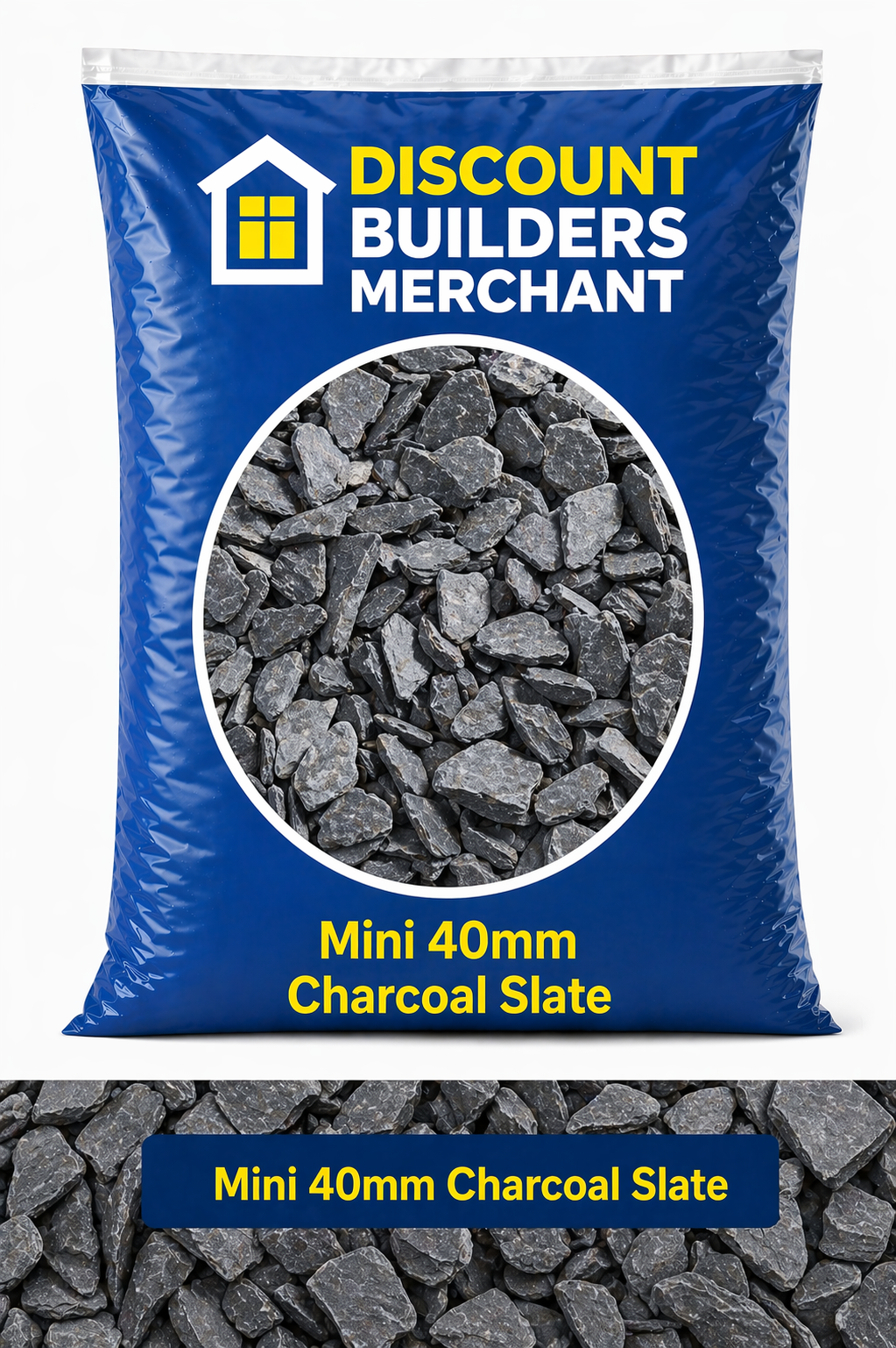 Charcoal Slate Chippings 40mm Decorative Garden Stone Dark Grey Slate for Borders Paths Landscaping 20kg Bag - Discount Builders Merchants