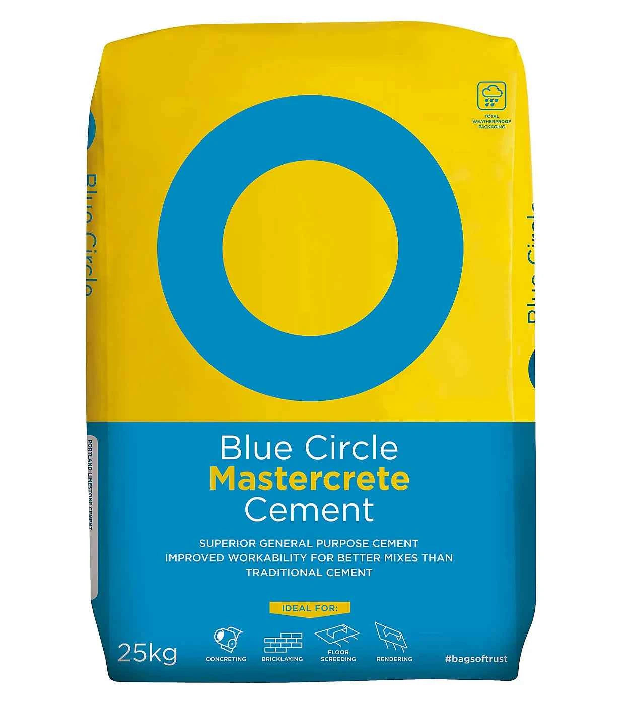 Blue Circle Mastercrete Grey Cement Plastic Bag 25kg Bag Pack of 10